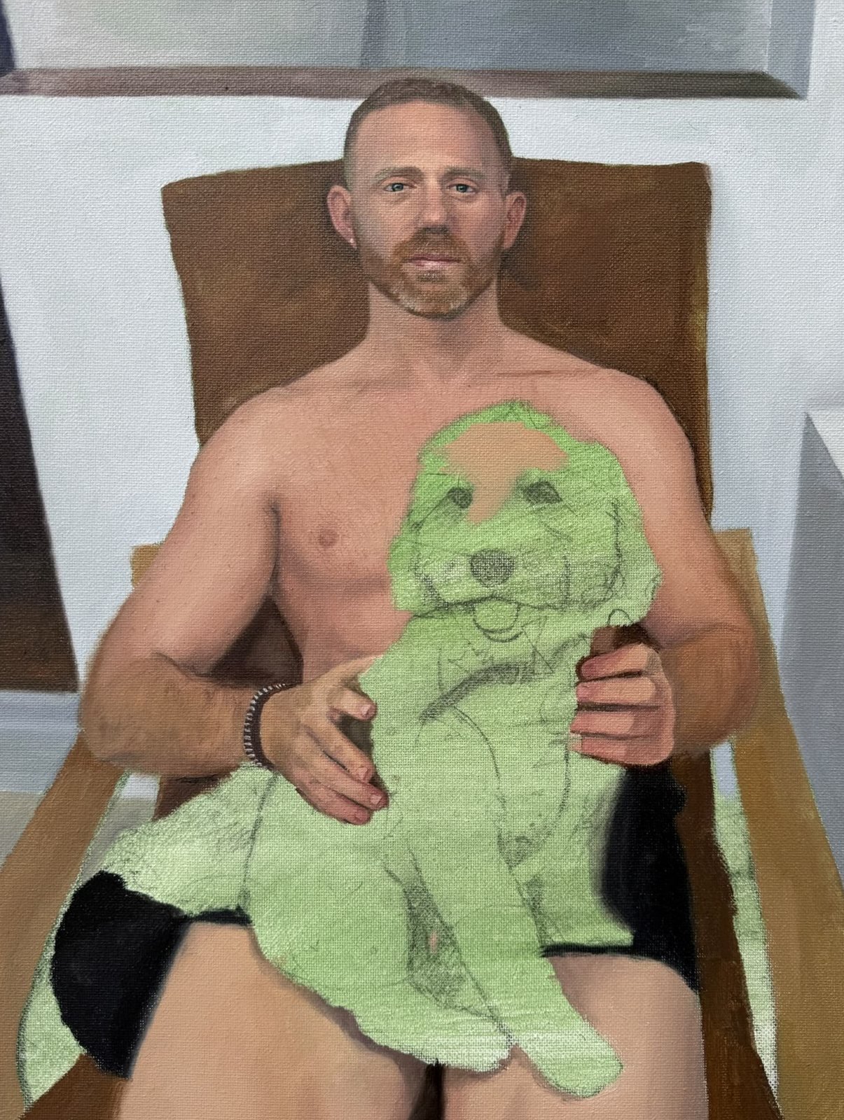 Middle stage: Anthony painted in, Natty still a green outline