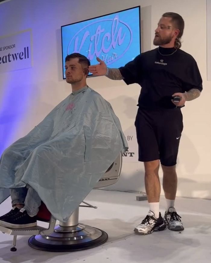 Scott Humphreys cutting Monty's hair